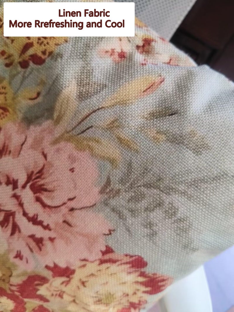 JACKGOLD Decorative Pillow Cover French Country Cottage Blue Decor Floral Farmhouse Linen Throw Pillow Cushion 18x18inch Lumbar Pillowcase - Image 3