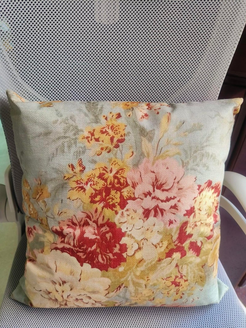 JACKGOLD Decorative Pillow Cover French Country Cottage Blue Decor Floral Farmhouse Linen Throw Pillow Cushion 18x18inch Lumbar Pillowcase - Image 5