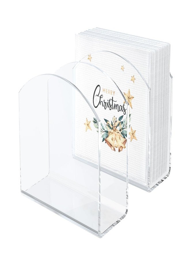 SILUT 2 Pack Clear Napkin Holder for Table, Acrylic Napkins Holder, Napkin Dispenser for Kitchen Table, Cocktail Napkin Holder for Bar, Banquet, Restaurant, Bar napkin holder - Image 1