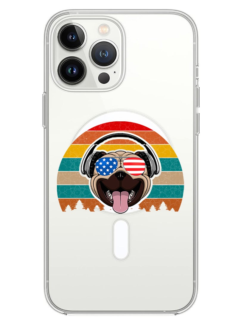 Theodor Magnetic Case for iPhone 14 Pro Max 6.7-inch Compatible with MagSafe Wireless Charging, Shockproof Phone Bumper Cover pug with headphones copy - Image 1