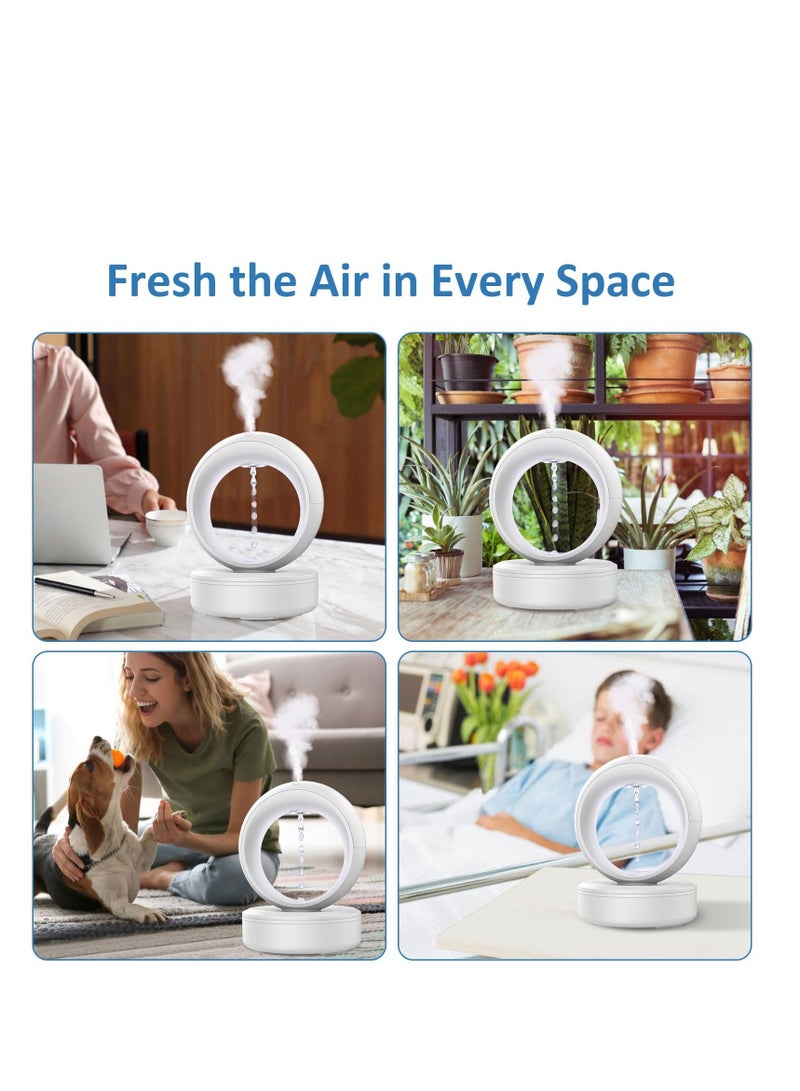 واي آند دي Rain Drop Humidifier Cloud Water Drip Cool Mist Air Humidifiers for bedroom Plants Baby Nursery Large Room Office 680ml Anti Gravity Diffuser Quiet White - Image 4