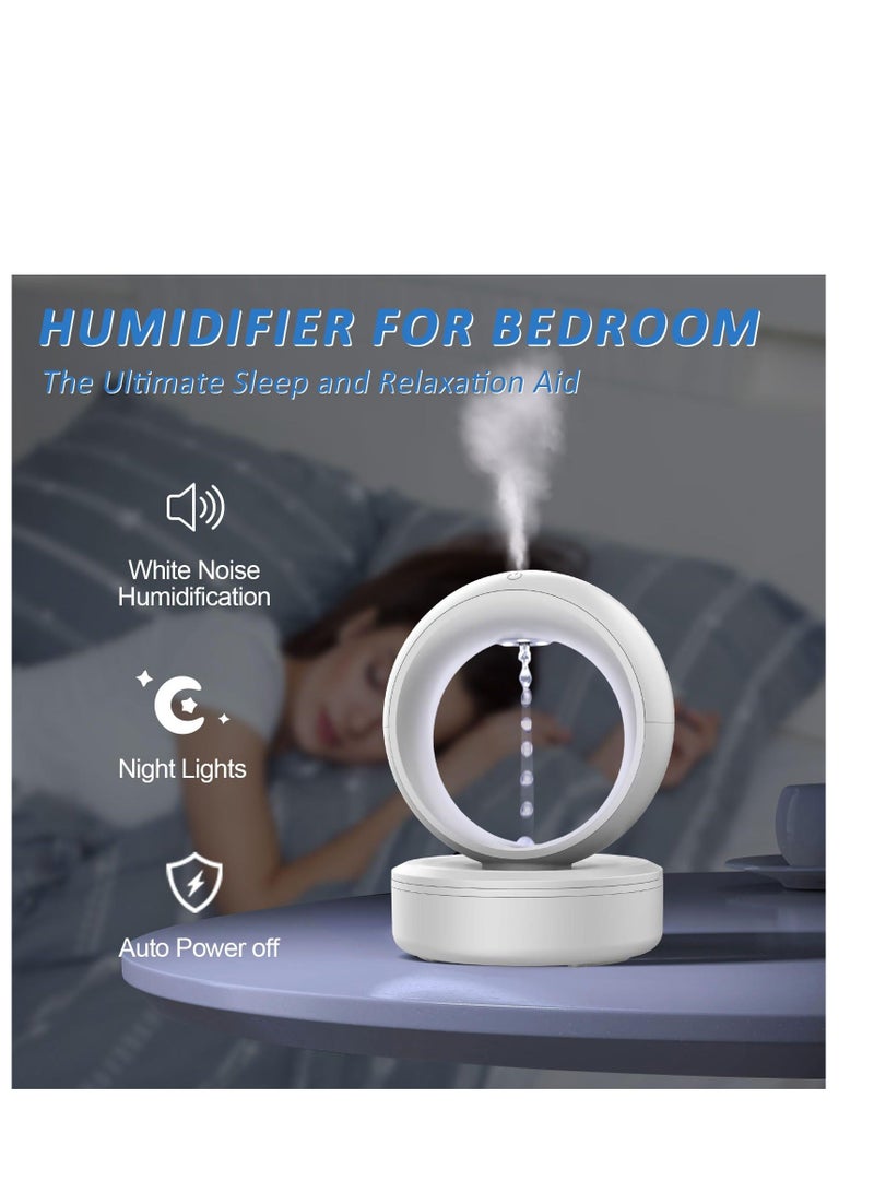 واي آند دي Rain Drop Humidifier Cloud Water Drip Cool Mist Air Humidifiers for bedroom Plants Baby Nursery Large Room Office 680ml Anti Gravity Diffuser Quiet White - Image 3