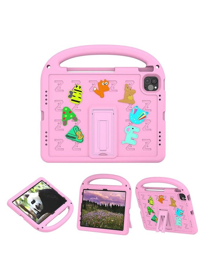 general Case for iPad Pro 11 inch 2024 (M4, 5th Generation), Suitable for Children, Cute Cartoon Dolls, EVA Foam, Lightweight, Shockproof, Handle with Stand Case