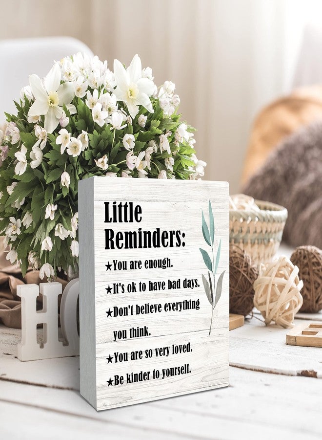 SRADMO Inspirational Little Reminders Wood Box Sign Desk Decor, Inspirational Desk Decor, College Motivational Positive Affirmation Gifts Box Sign For Office Home Dorm Tabletop Shelf Decoration - Image 3