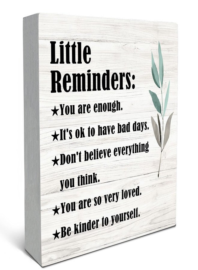 SRADMO Inspirational Little Reminders Wood Box Sign Desk Decor, Inspirational Desk Decor, College Motivational Positive Affirmation Gifts Box Sign For Office Home Dorm Tabletop Shelf Decoration - Image 1