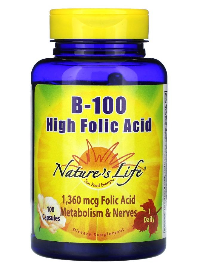 Nature's Life B-100 High Folic Acid 1360 mcg 100 Capsules 