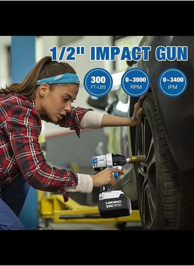 ABBASALI - 199V Brushless Cordless Square Drive Impact Wrench Large Torsion NonSlip Handle Rechargeable - Image 1