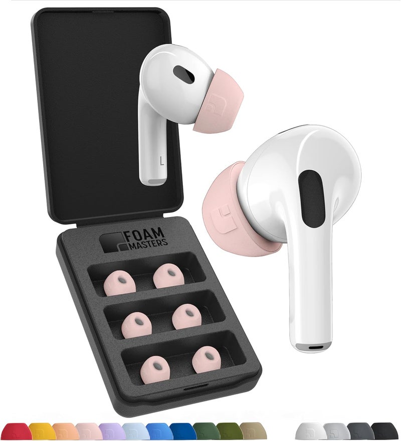 AutoLine Pro Foam Masters Ultra-Premium Memory Foam Ear Tips for AirPods Pro 1st & 2nd Gen | 3 Pairs | Ver 6.0 | Secure | Comfort | Better Noise Cancel | Replacement Buds – Crystal Pink, Small - Image 1