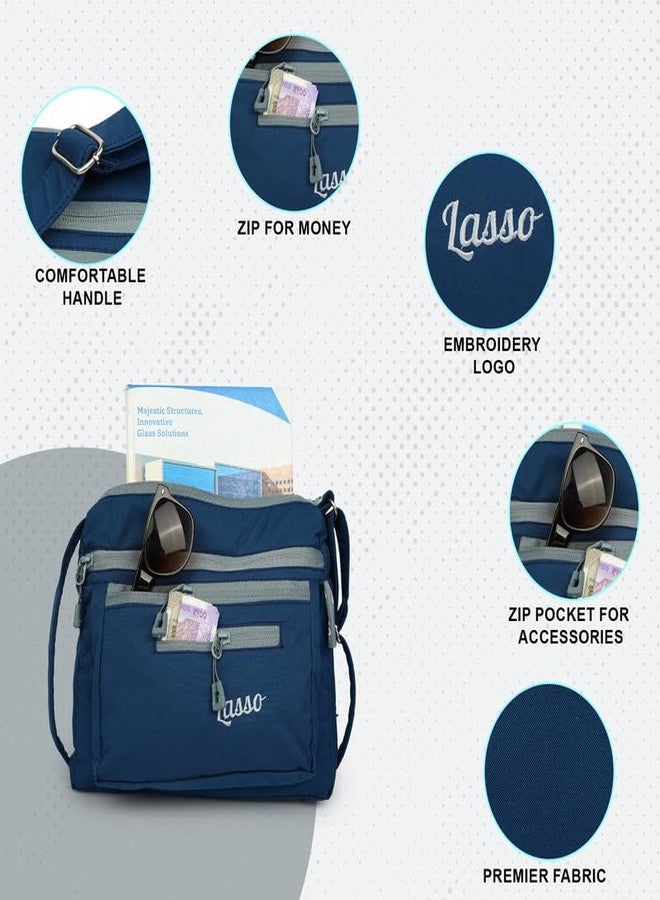 Lasso® Stylish Multi-Pocket Crossbody Waterproof Sling Bag For Women with Adjustable Strap | Stylish Latest Ladies one side bag and purse for women & girls | 5 L Capacity & 5 Multiple Pockets with Zip - Image 5