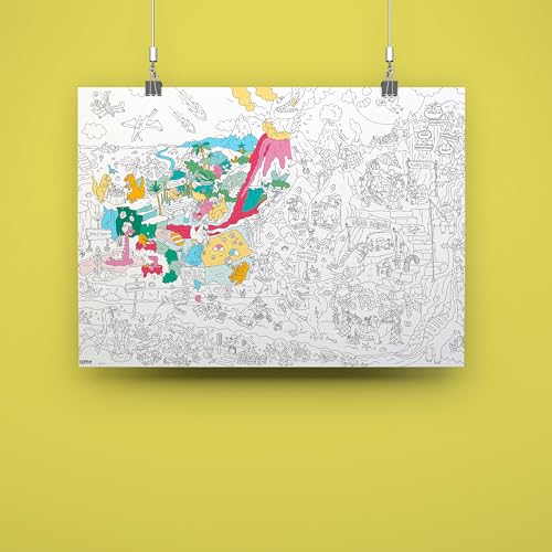 Omy Giant Coloring Poster – Dinosaurs - A Crazy Prehistoric World | Travel Back in Time Among Dinosaurs | 40 x 28 Inches | Creative Play and Fun for Kids, Teens, Adults, and The Whole Family - Image 2
