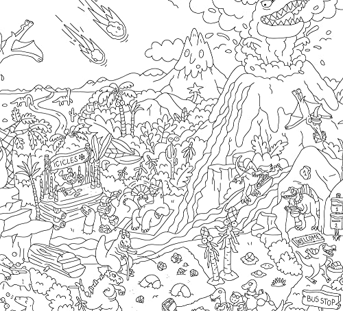 Omy Giant Coloring Poster – Dinosaurs - A Crazy Prehistoric World | Travel Back in Time Among Dinosaurs | 40 x 28 Inches | Creative Play and Fun for Kids, Teens, Adults, and The Whole Family - Image 5