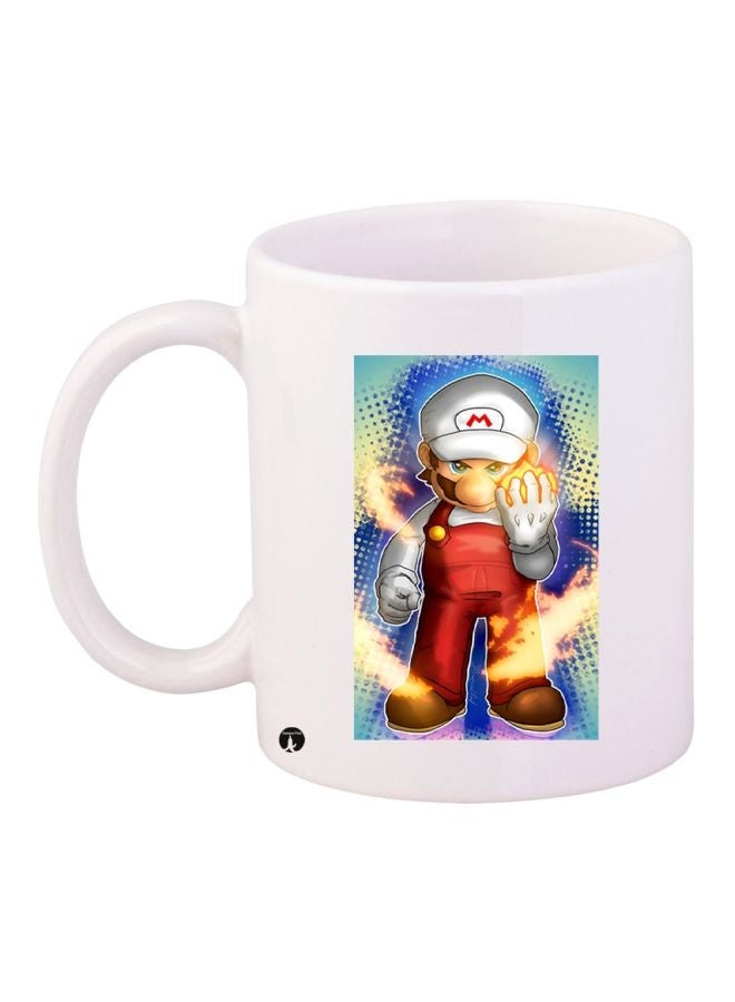 RYN Cartoon Printed Coffee Mug White/Blue/Brown 11ounce