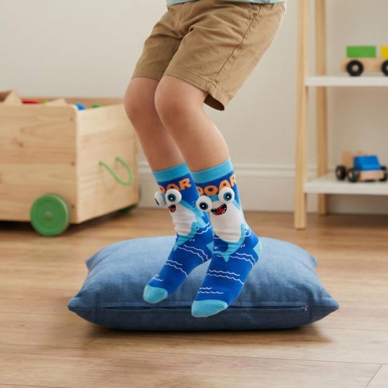 Glitters Funky 3D Shark Knee-High Socks for Kids & Teens - Image 3