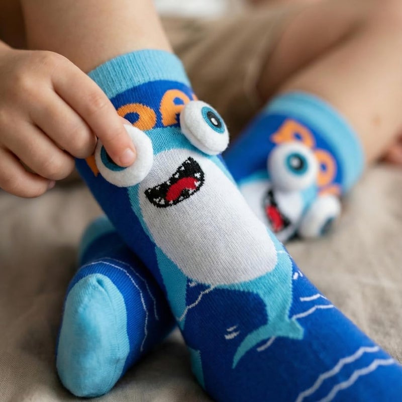 Glitters Funky 3D Shark Knee-High Socks for Kids & Teens - Image 2