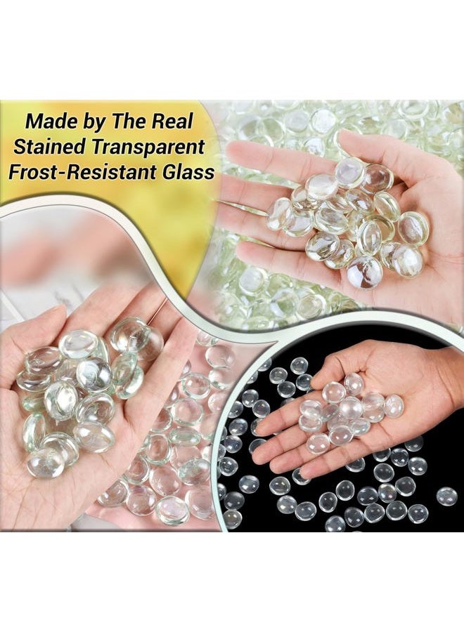 ARSUK Clear Glass Pebbles 180pcs Approx. 0.955kg- Round Flat Glass Pebbles for Decoration in Fish Tanks, Aquariums, Vases, Plant Pots, and Gardens - Fish Tank Gravel, Stones, Nuggets, and Gemstones - Image 3