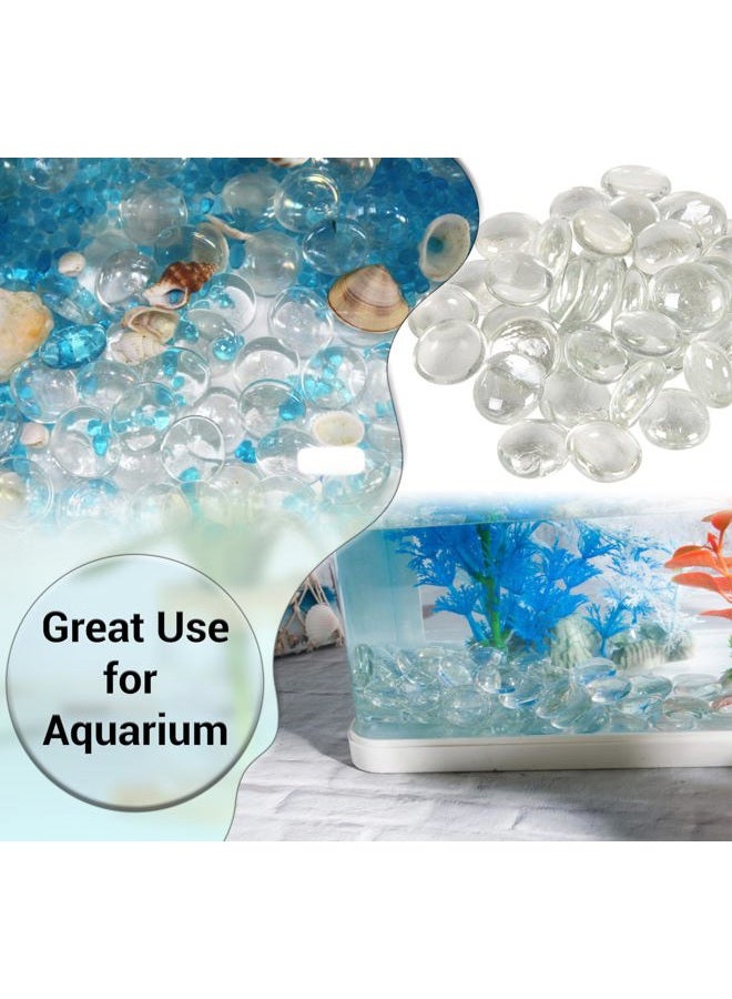 ARSUK Clear Glass Pebbles 180pcs Approx. 0.955kg- Round Flat Glass Pebbles for Decoration in Fish Tanks, Aquariums, Vases, Plant Pots, and Gardens - Fish Tank Gravel, Stones, Nuggets, and Gemstones - Image 4