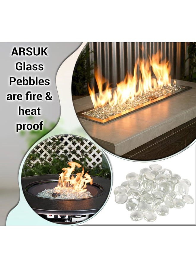 ARSUK Clear Glass Pebbles 180pcs Approx. 0.955kg- Round Flat Glass Pebbles for Decoration in Fish Tanks, Aquariums, Vases, Plant Pots, and Gardens - Fish Tank Gravel, Stones, Nuggets, and Gemstones - Image 5