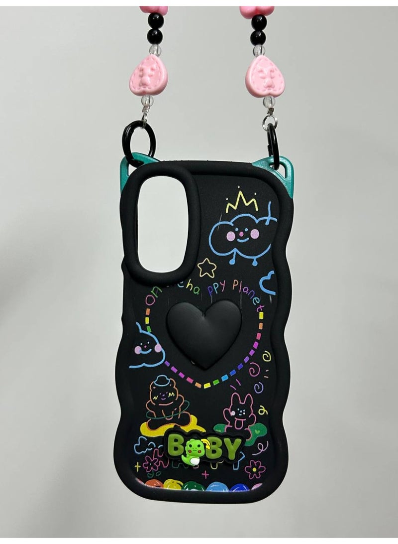 A new cartoon-designed back cover in the shape of a heart with the word "BABY" on it, compatible with the Samsung A15 phone. - Image 1