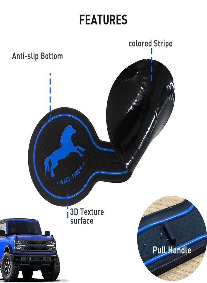 LSAUTO for Ford Bronco 2021.2022 Car Cup Holder Coaster, Car Decorative Water Coaster, Beverage Coaster, Silicone Cup Holder Coaster, Car Accessories Pad （Blue - Image 5