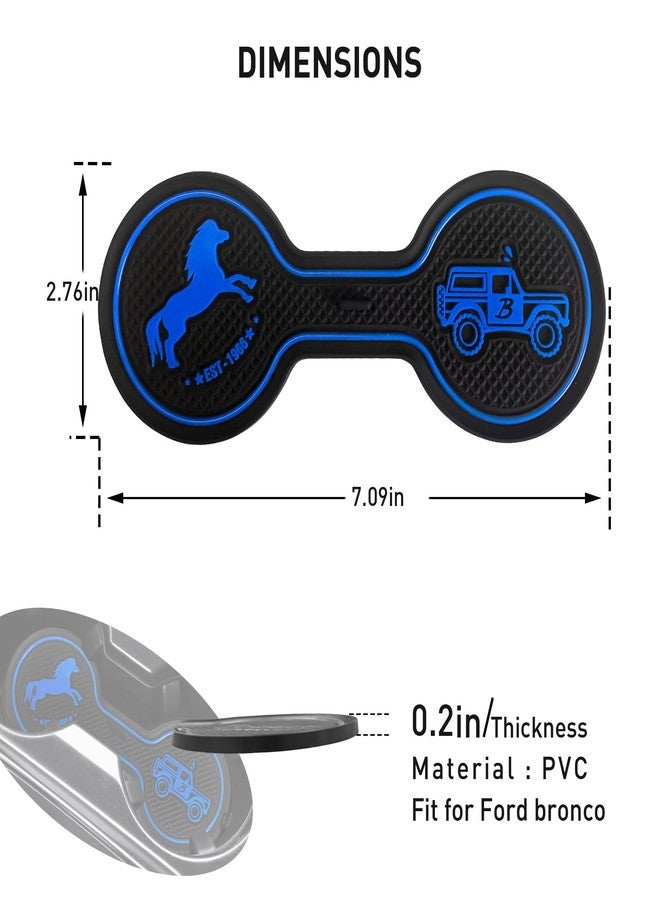 LSAUTO for Ford Bronco 2021.2022 Car Cup Holder Coaster, Car Decorative Water Coaster, Beverage Coaster, Silicone Cup Holder Coaster, Car Accessories Pad （Blue - Image 4