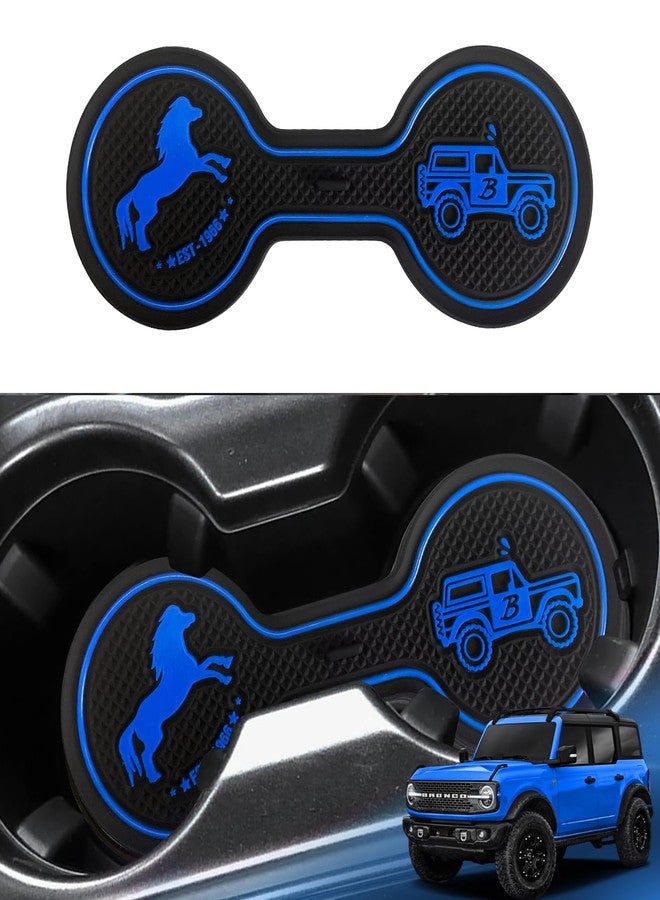 LSAUTO for Ford Bronco 2021.2022 Car Cup Holder Coaster, Car Decorative Water Coaster, Beverage Coaster, Silicone Cup Holder Coaster, Car Accessories Pad （Blue - Image 1