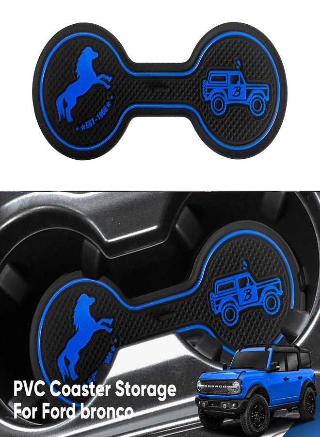 LSAUTO for Ford Bronco 2021.2022 Car Cup Holder Coaster, Car Decorative Water Coaster, Beverage Coaster, Silicone Cup Holder Coaster, Car Accessories Pad （Blue - Image 2