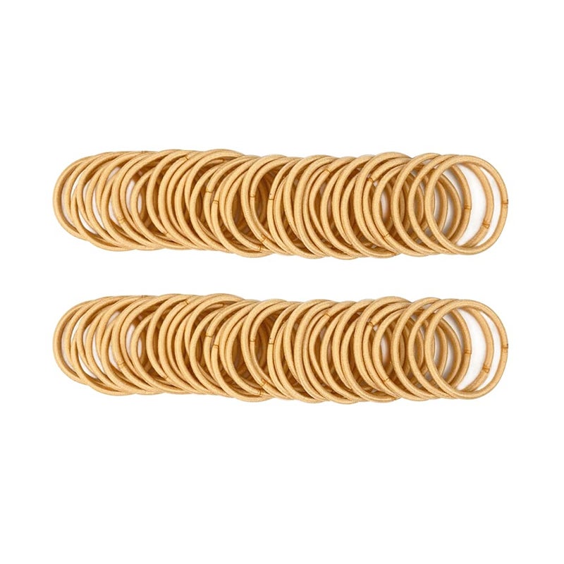 Joyeah 100 Pcs Baby Hair Ties - Gold Hair Bands for thin hair- No Metal Hair Elastics -Ponytail Holder for Kids(2 mm x 2.5 cm,Blonde) - Image 1