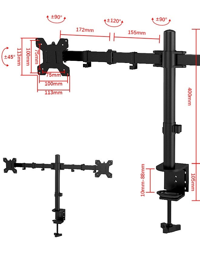 Occuwzz - Monitor Mount Stand - Dual Monitor Arm for Desk Fully Adjustable Arms Hold 2 Screens up to 27 inches - Image 1