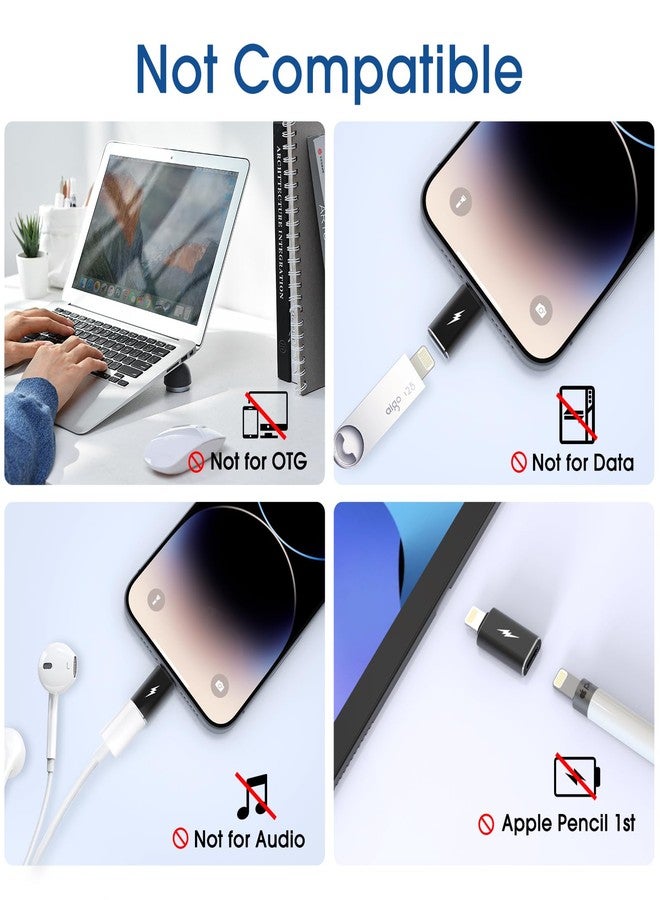 TechMatte - USB C Type C to Lightning Adapter 12W Charging Compatible with iPhone 14 and Previous Models iPad iPod AirPods, Not for Earphone/OTG Android Support Anti-Lost (Black, Pack of - Image 3