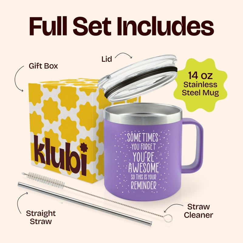 KLUBI Xmas Gifts for Women - Birthday Friendship - Sometimes You Forget Your Awesome Gifts Purple Coffee Mug for Older Women 14oz Inspirational Unique - Image 3