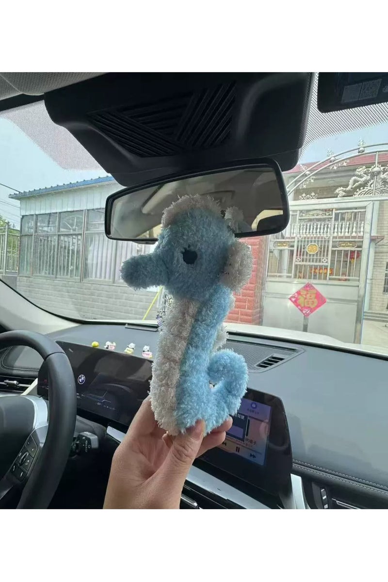 general Seahorse plush hanging ornament, children's animal figurine keychain, schoolbag decoration accessory