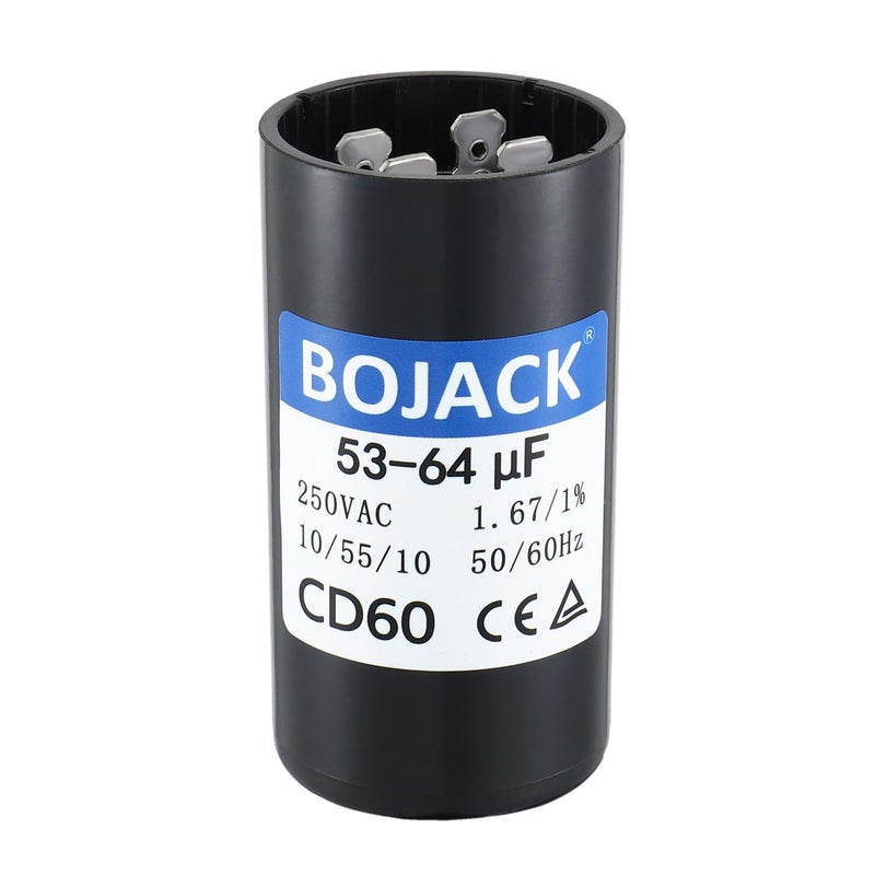 BOJACK 53-64µf/Mfd 250Vac 50/60Hz AC Round Motor Start Capacitor - Image 1