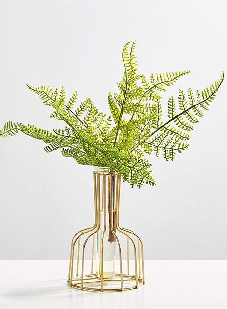 Gold Flower Vases, Glass Test Tube Vase with Metal Frame Stand, Small Bud Vase for , Wedding, Table Centerpieces, Living Room, Plant Terrariums for Propagating Hydroponic - Image 4