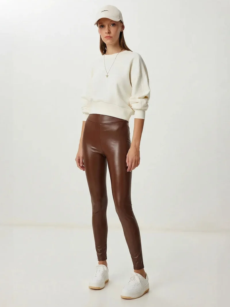 السعادة في إسطنبول ISTANBUL High Waist Faux Leather Skinny Leggings