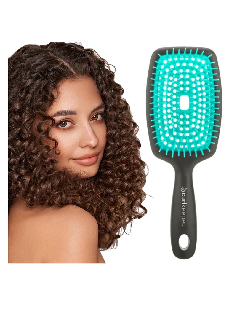 Curl Keeper Flexy Hair Brush, Turquoise - Detangling Hair Brush with Flexible Bristles for Shower Use, Combing Through Curls & Removing Tangles - Lightweight Hair Accessories for All Hair Type  - Image 1