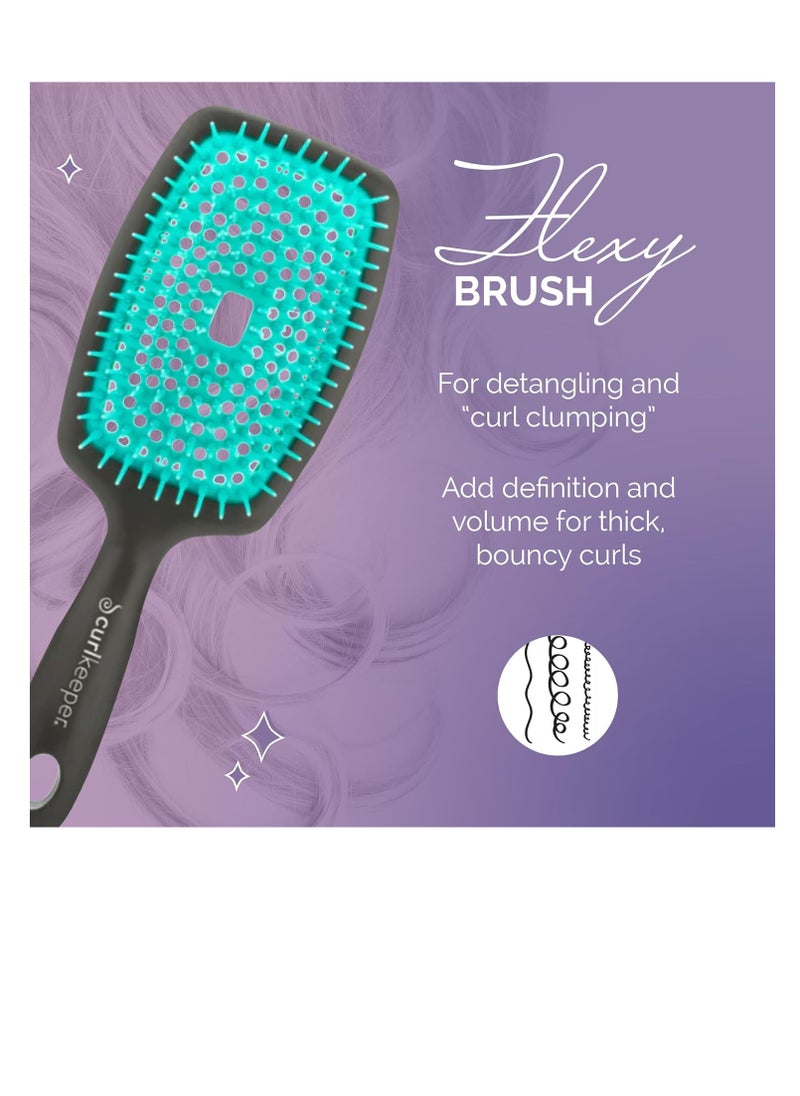 Curl Keeper Flexy Hair Brush, Turquoise - Detangling Hair Brush with Flexible Bristles for Shower Use, Combing Through Curls & Removing Tangles - Lightweight Hair Accessories for All Hair Type  - Image 2