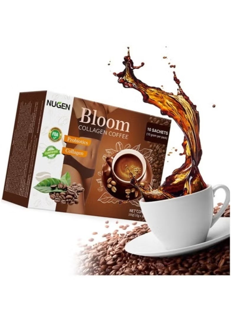 نوجن ٣ عبوات من قهوة بلوم بروبيوتيك كولاجين، عضوية ١٠٠٪، قهوة لإنقاص الوزن، قهوة للتنحيف، بروبيوتيك كولاجين ديتوكس، قهوة كولاجين فاخرة (١٠ غرام × ١٠ أكياس × ٣) - Image 2