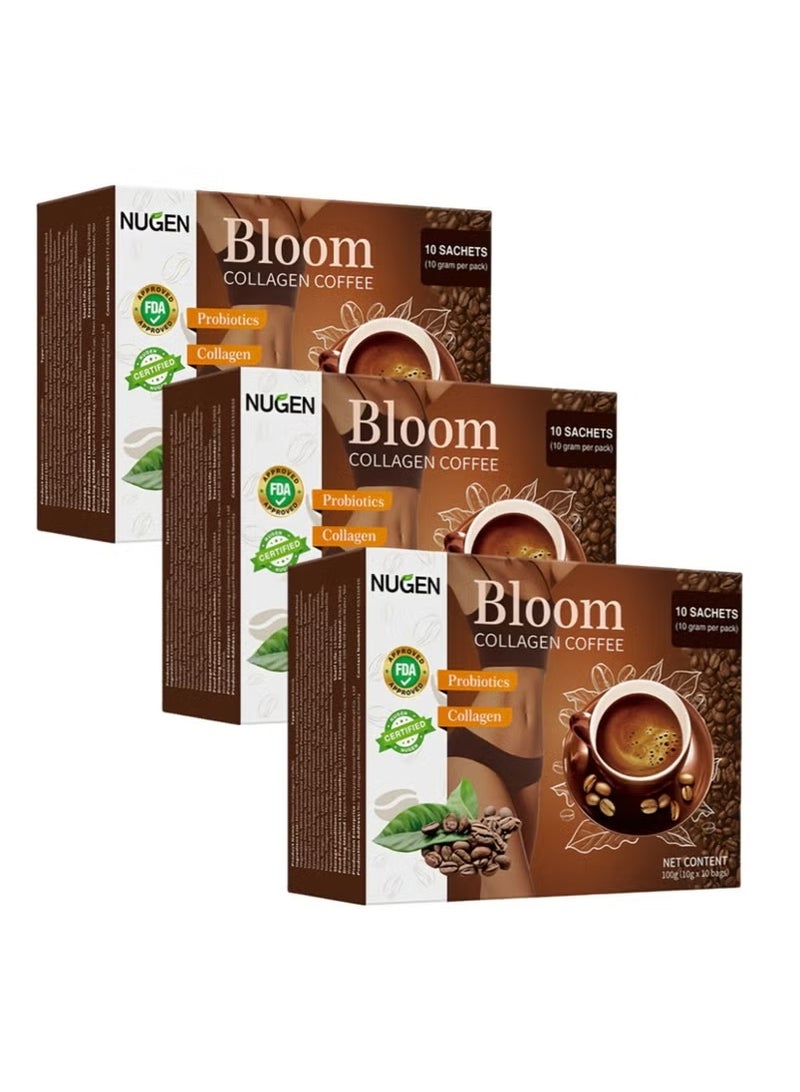 نوجن ٣ عبوات من قهوة بلوم بروبيوتيك كولاجين، عضوية ١٠٠٪، قهوة لإنقاص الوزن، قهوة للتنحيف، بروبيوتيك كولاجين ديتوكس، قهوة كولاجين فاخرة (١٠ غرام × ١٠ أكياس × ٣) - Image 1