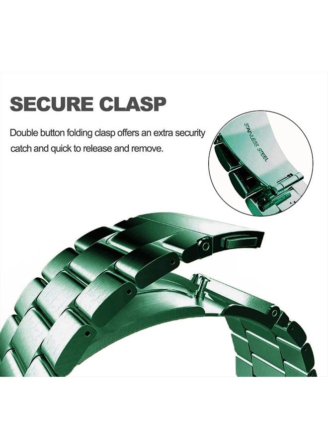 DEALELE Bands Compatible with Galaxy Watch 46mm / Galaxy Watch 3 45mm, 22mm Solid Stainless Steel Metal Strap Replacement for Samsung Gear S3 Frontier/Classic/Huawei GT2 46mm (Green) - Image 4