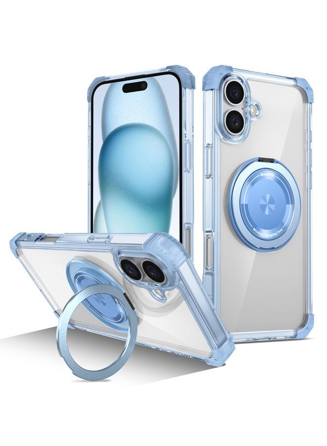 S-TOP Case For iPhone 16 Plus Gold Shield CD Pattern MagSafe Magnetic Phone Case with Rotating Stand - Image 1