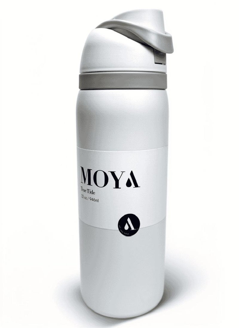 Moya "True Tide"  32oz Insulated Sustainable Water Bottle White - Image 2