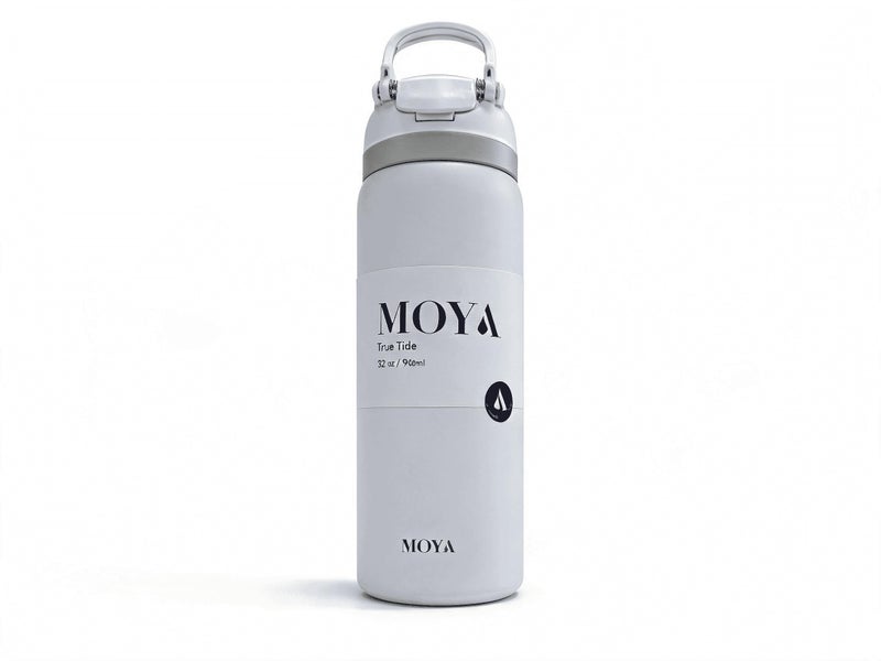 Moya "True Tide"  32oz Insulated Sustainable Water Bottle White - Image 1
