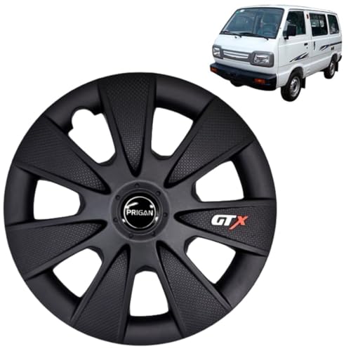 PRIGAN Wheel Cover for Maruti Omni 12 Inch Matte Black Wheel Cap (Available in 12,13,14,15 Inch) (Set of 4 Pcs) (Press Fitting) Model- GTX Matte BLACK-12 - Image 1
