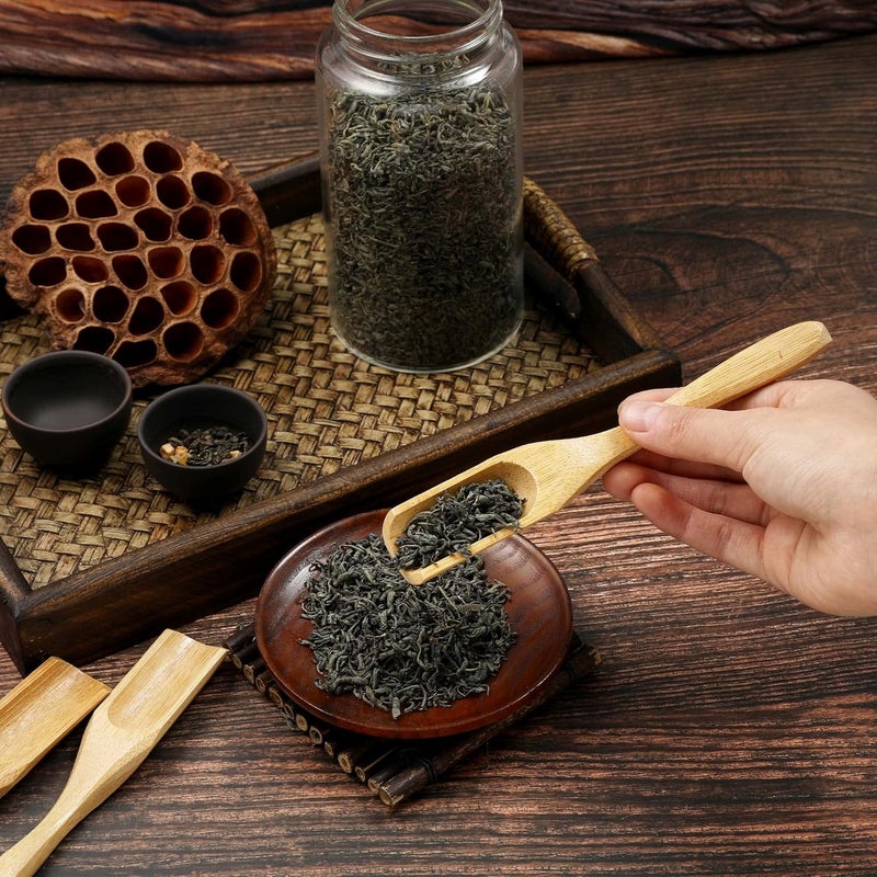 UTENEW 3 قطع مغارف شاي خشبية فضفاضة، ملاعق خشب البامبو الطبيعية لسكب مسحوق القهوة، التوابل والبهارات، مقبض طويل 7" - Image 5