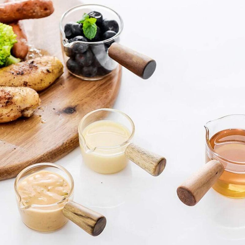 2Pcs Glass Sauce Dish With Handle Mini Creamer Jugs Milk Coffee Pitcher Seasoning Dish Appetizer Dish For Home Restaurant -Size S+L - Image 1