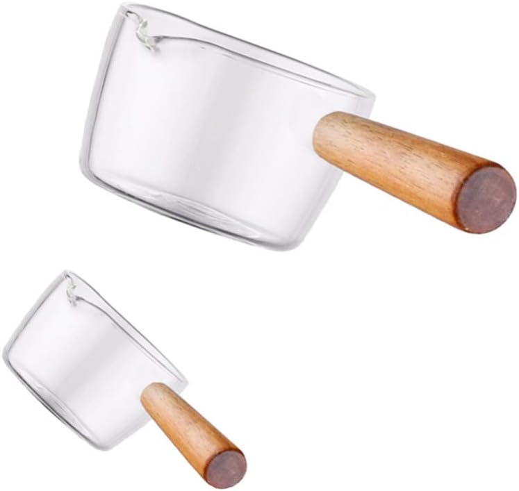 2Pcs Glass Sauce Dish With Handle Mini Creamer Jugs Milk Coffee Pitcher Seasoning Dish Appetizer Dish For Home Restaurant -Size S+L - Image 2