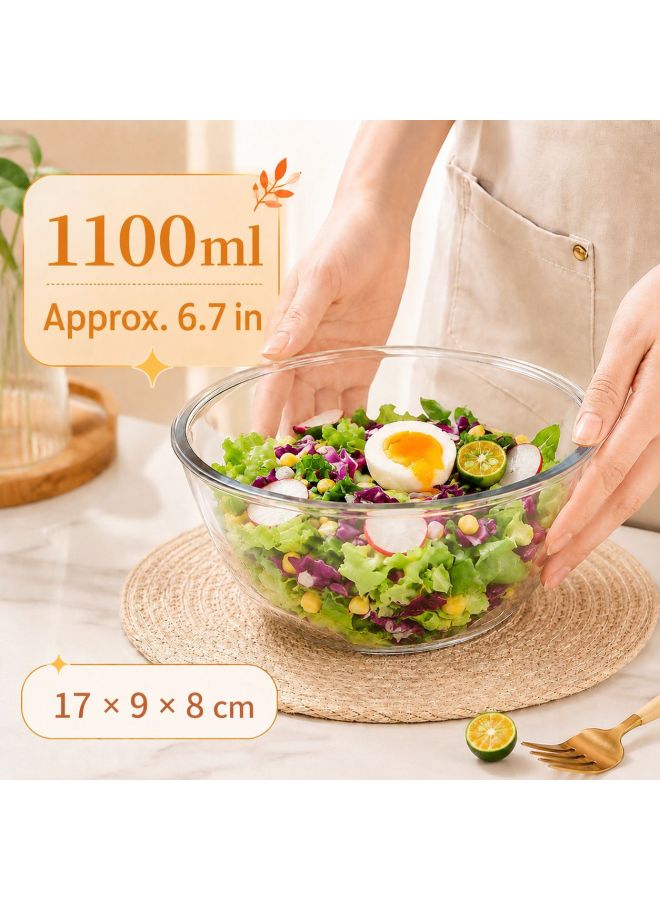 Large Household Glass Salad Bowl, Deepened And Spill-proof, Suitable For Fruit And Vegetable Cold Dishes, Desserts, And Ramen. Supports Bulk And Dropshipping