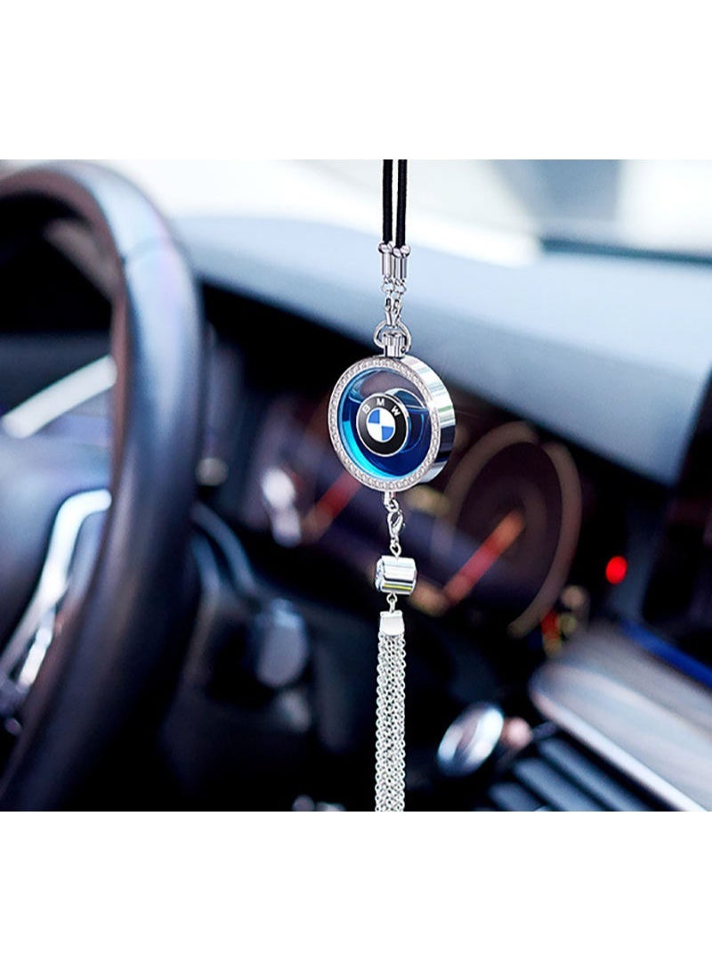 ACLIX Stainless Steel Car Pendant Air Freshener Holder with Crystal Charm – Refillable Aromatherapy Diffuser for Car Interiors - Image 2