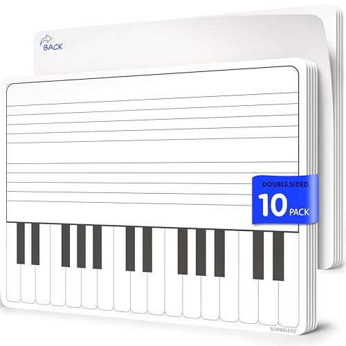 SCRIBBLEDO Keyboard Practice Dry Erase Sheets 11”x14” Music Staff Whiteboard Sheets Musical Key Learning Music Teacher Classroom Supplies Must Haves Pack of 10 - Image 1