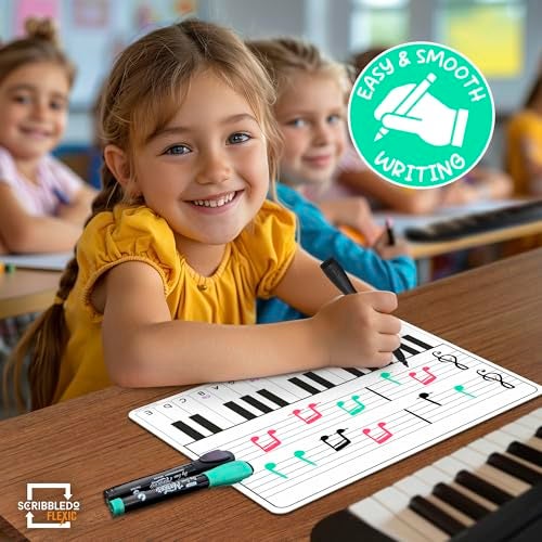 SCRIBBLEDO Keyboard Practice Dry Erase Sheets 11”x14” Music Staff Whiteboard Sheets Musical Key Learning Music Teacher Classroom Supplies Must Haves Pack of 10 - Image 5